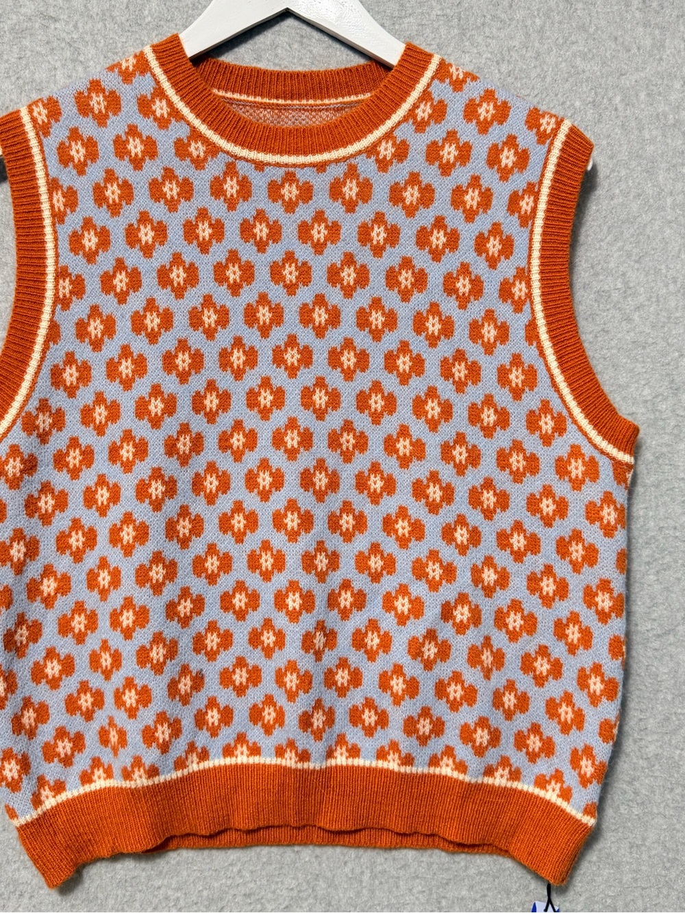 Cider Retro Floral Sweater Vest NWT Size XL Orange Blue Boho Indie Twee - Picture 4 of 9